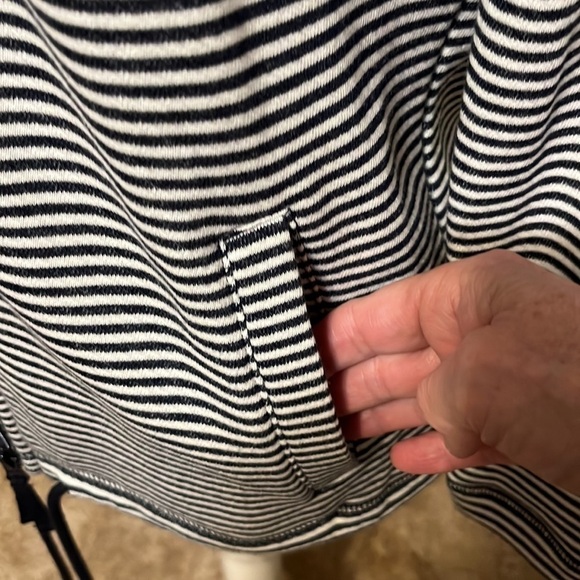 Talbots zip up jacket. Navy/white stripe. Sz SP - Picture 3 of 8